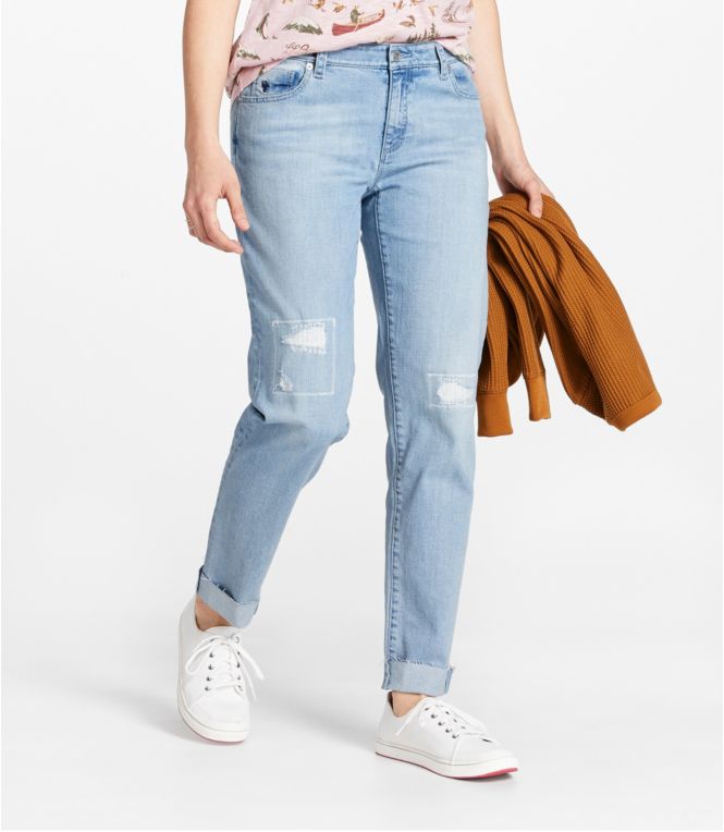 Women's Signature Organic Denim Boyfriend Jeans, Low-Rise Straight-Leg