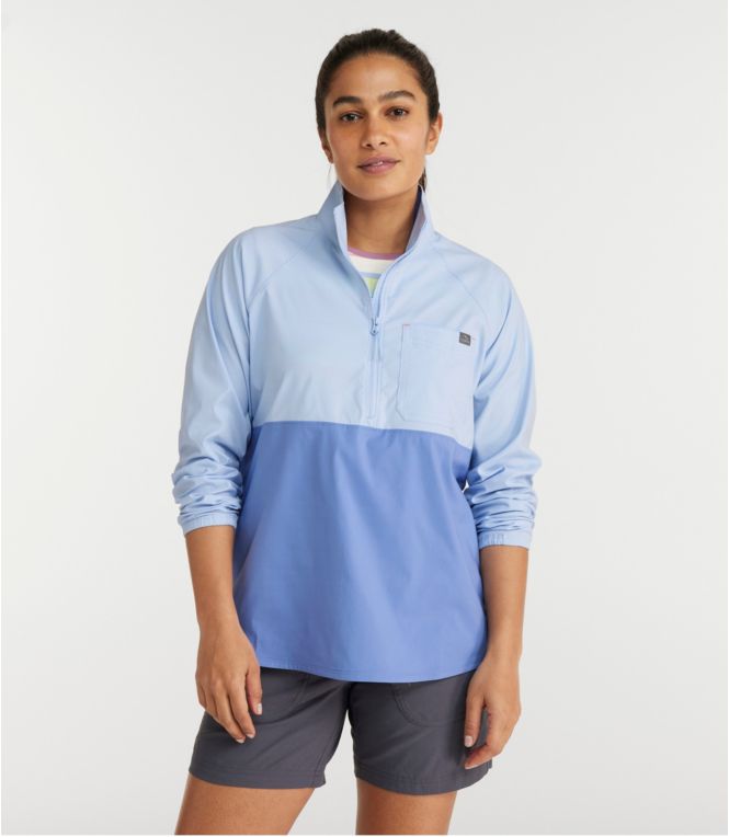 Women's Everyday SunSmart? Woven Shirt, Quarter-Zip Pullover Colorblock