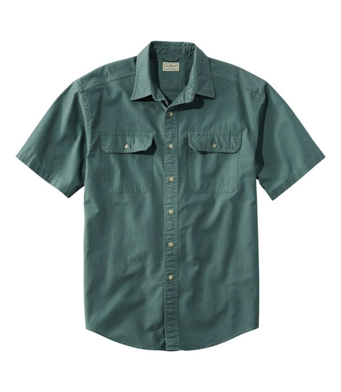 Men's Sunwashed Canvas Shirt, Traditional Fit Short-Sleeve