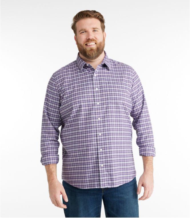 Men's Wrinkle-Free Ultrasoft Brushed Cotton Shirt, Long-Sleeve, Slightly Fitted Untucked Fit