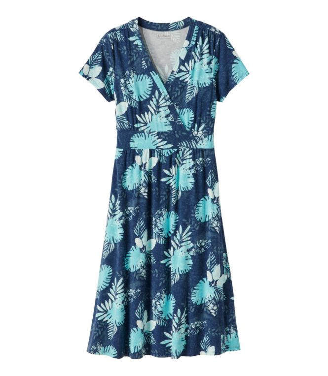 Women's Summer Knit Dress, Short-Sleeve Print