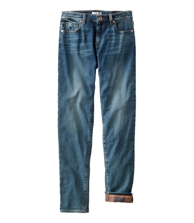 Women's Signature Lined Boyfriend Jeans, Low-Rise Straight-Leg Flannel-Lined