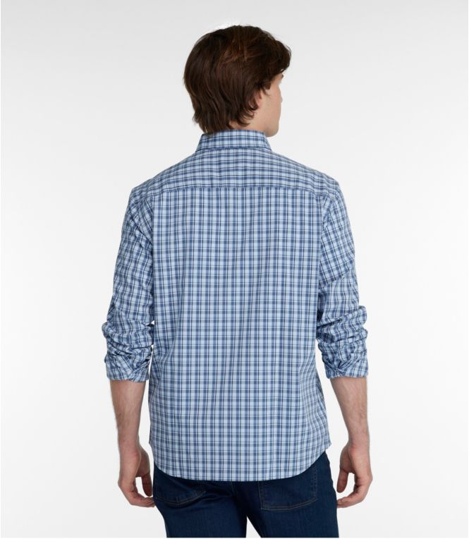 Men's Comfort Stretch Performance Shirt, Long-Sleeve, Slightly Fitted Untucked Fit, Plaid