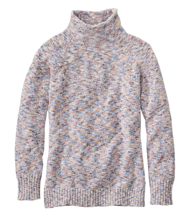 Women's Cotton Ragg Sweater, Funnelneck Pullover Space-Dye