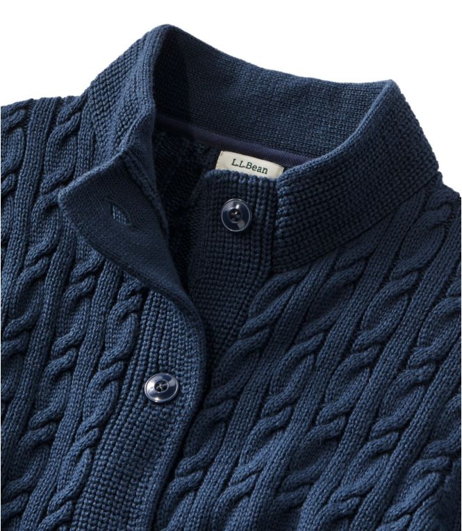 Women's Double L Mixed-Cable Sweater, Button-Front Cardigan