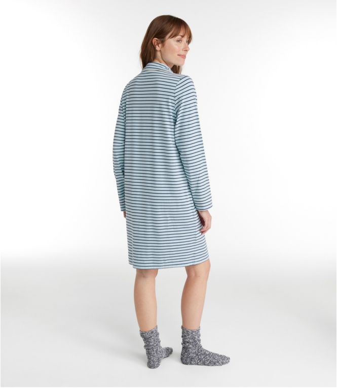 Women's Super-Soft Shrink-Free Button-Front Nightgown, Stripe