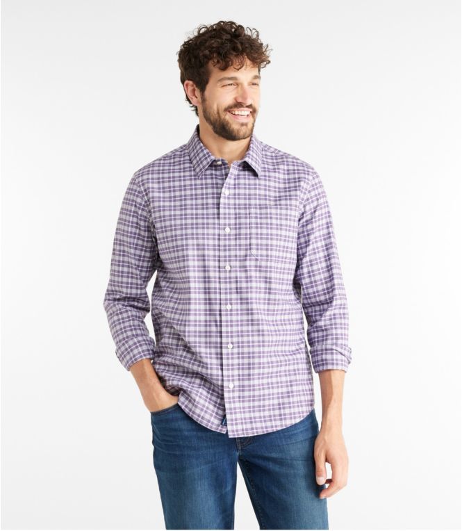 Men's Wrinkle-Free Ultrasoft Brushed Cotton Shirt, Long-Sleeve, Slightly Fitted Untucked Fit