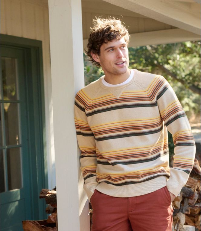 Men's Wicked Soft Cotton/Cashmere Sweater, Crewneck, Stripe