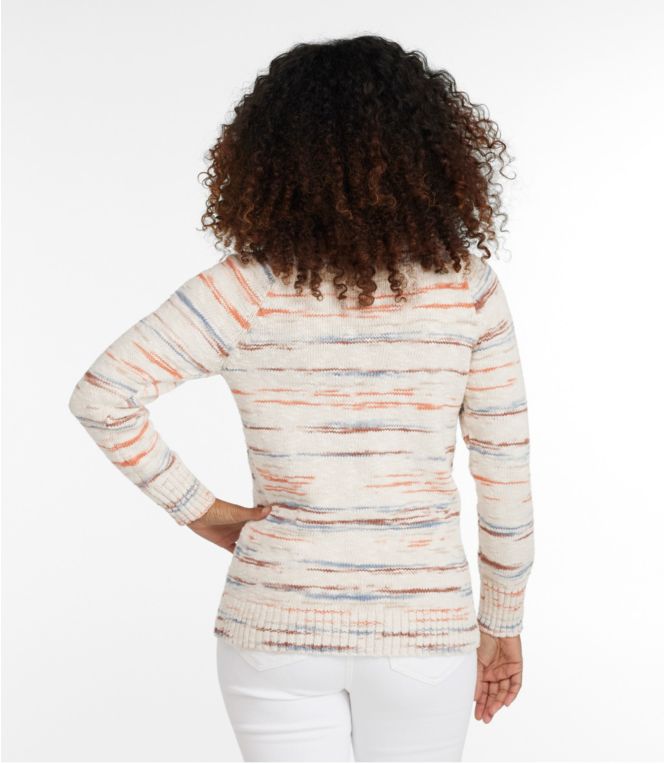 Women's Cotton Ragg Sweater, Funnelneck Pullover Space-Dye