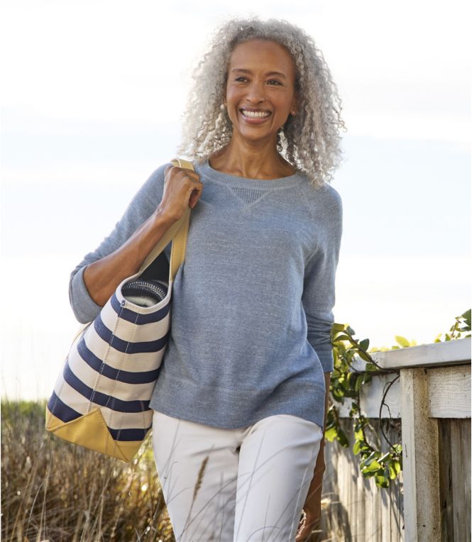 Women's Organic Cotton Slub Sweater, Crewneck Sweatshirt