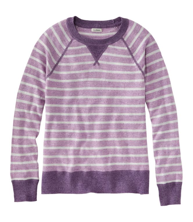 Women's Organic Cotton Slub Sweater, Crewneck Stripe