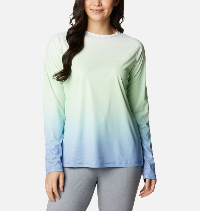 Columbia Women' PF Tida Deflector Printe Lon Sleev Shirt
