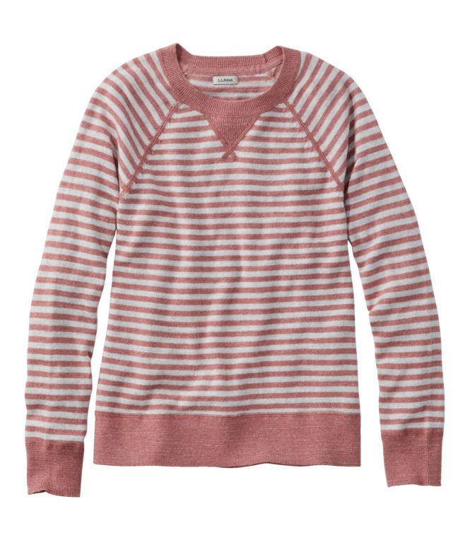 Women's Organic Cotton Slub Sweater, Crewneck Stripe