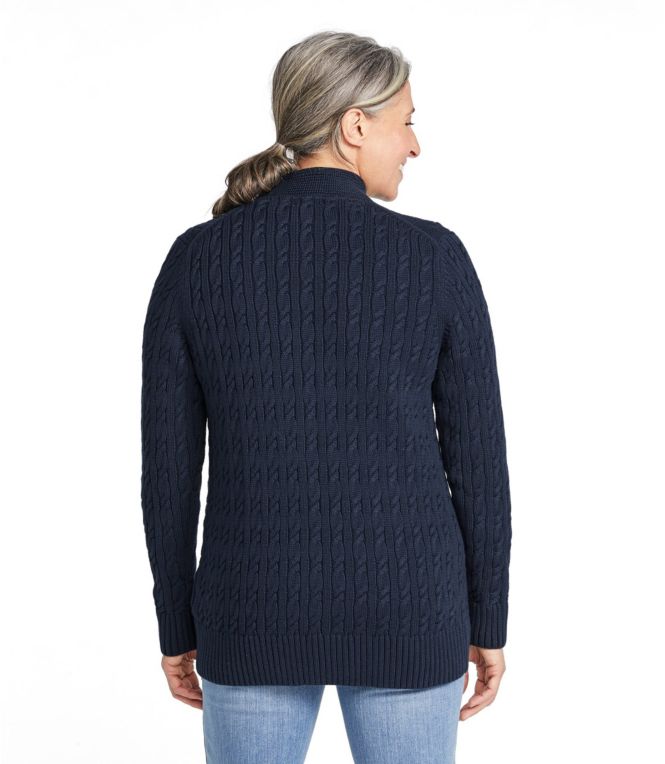 Women's Double L Mixed-Cable Sweater, Button-Front Cardigan