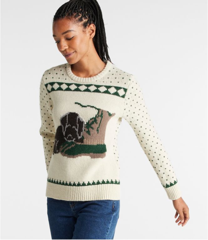 Women's Bean's Classic Ragg Wool Crewneck Intarsia Sweater
