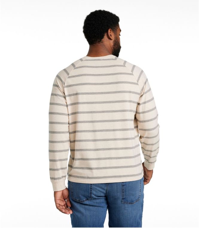 Men's Comfort Stretch Pima Tee Shirt, Long-Sleeve Henley, Stripe