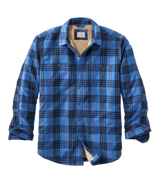 Men's Sherpa-Lined Scotch Plaid Shirt, Slightly Fitted