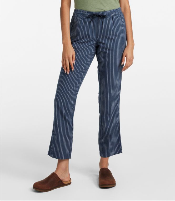 Women's Lakewashed Pull-On Chinos, Mid-Rise Tapered-Leg Chambray Ankle Pants