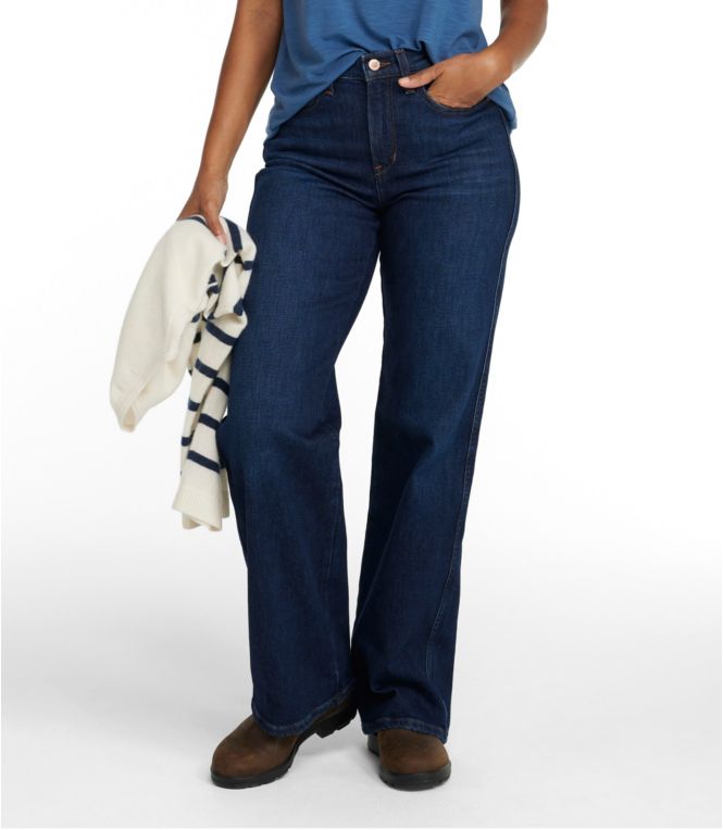 Women's L.L.Bean Everyday Stretch Jeans, High-Rise Relaxed Wide-Leg