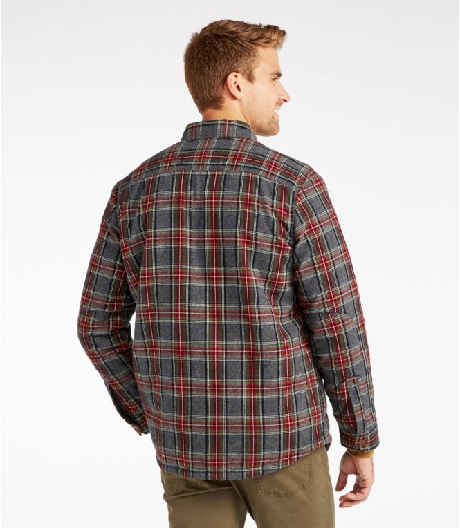 Men's Sherpa-Lined Scotch Plaid Shirt, Slightly Fitted