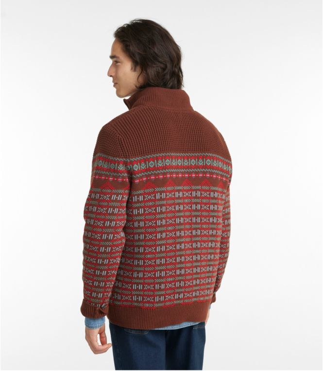Men's L.L.Bean Organic Cotton Waffle Sweater, Quarter-Zip, Fair Isle