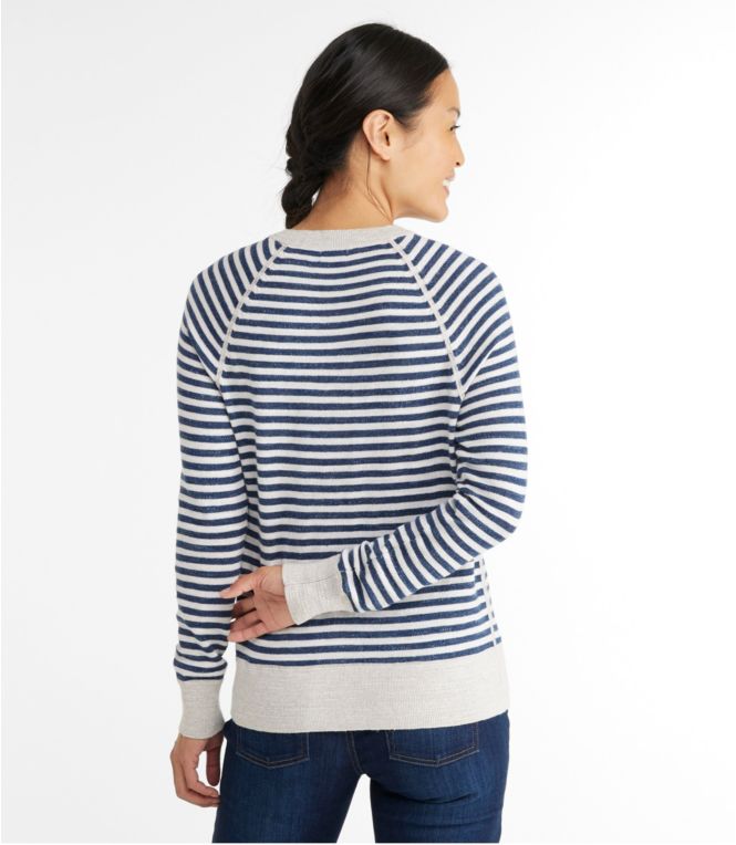 Women's Organic Cotton Slub Sweater, Crewneck Stripe
