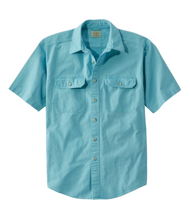 Men's Sunwashed Canvas Shirt, Traditional Fit Short-Sleeve