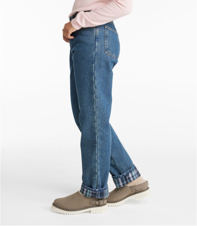 Women's Double L? Jeans, Ultra High-Rise Comfort Waist Tapered Leg Flannel-Lined