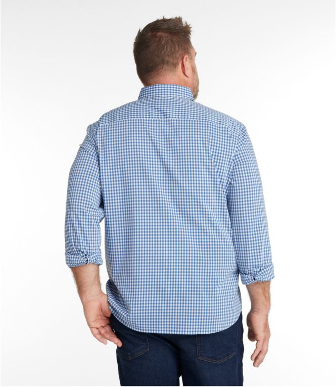 Men's Comfort Stretch Performance Shirt, Long-Sleeve, Slightly Fitted Untucked Fit, Plaid