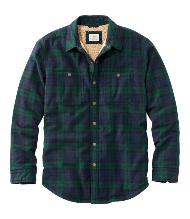 Men's Sherpa-Lined Scotch Plaid Shirt, Slightly Fitted