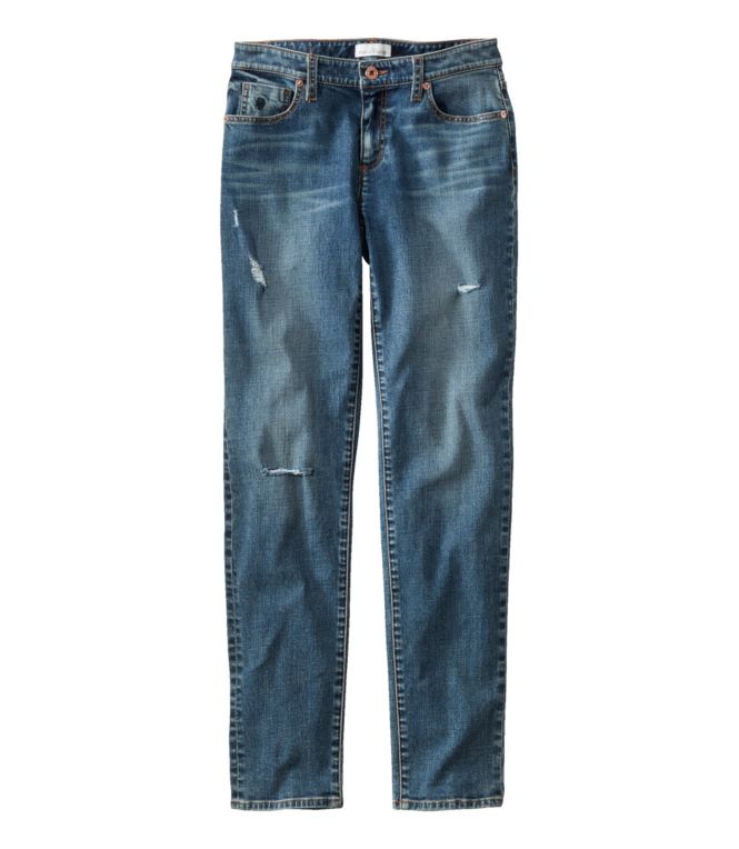 Women's Signature Organic Denim Boyfriend Jeans, Low-Rise Straight-Leg