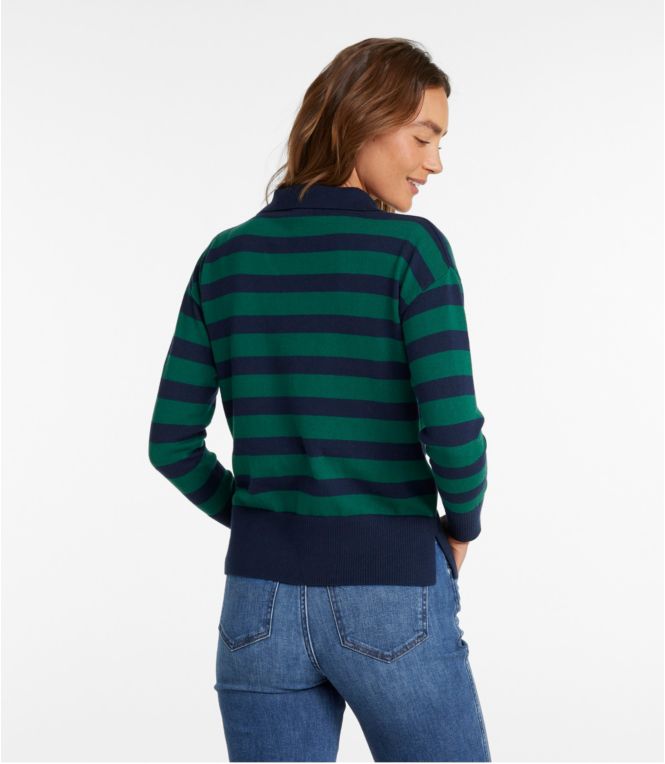 Women's Cotton/Cashmere Sweater, Polo Stripe