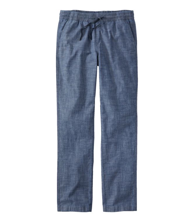 Women's Lakewashed Pull-On Chinos, Mid-Rise Chambray Ankle Pants