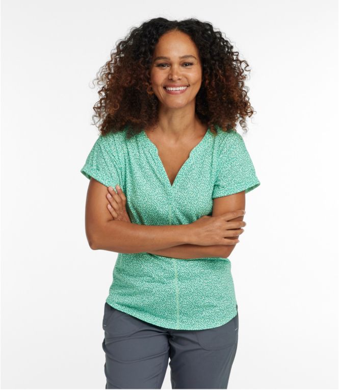 Women's Streamside Tee, Short-Sleeve Splitneck Print