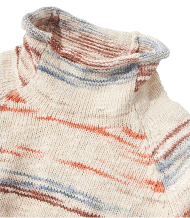 Women's Cotton Ragg Sweater, Funnelneck Pullover Space-Dye