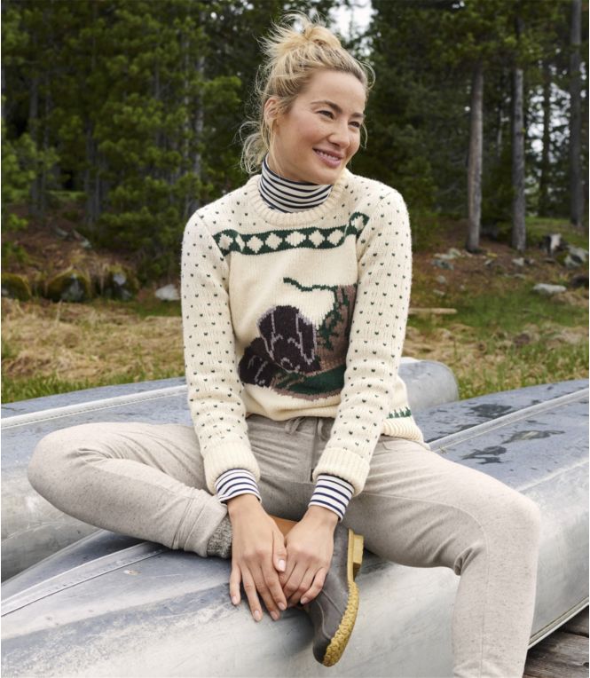 Women's Bean's Classic Ragg Wool Crewneck Intarsia Sweater