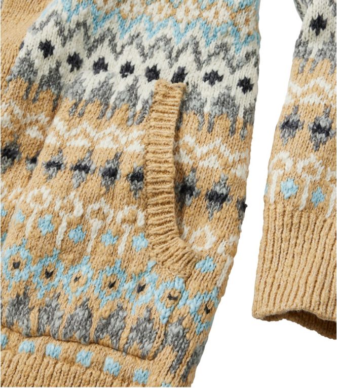 Women's Cotton Ragg Sweater, Open Cardigan Fair Isle