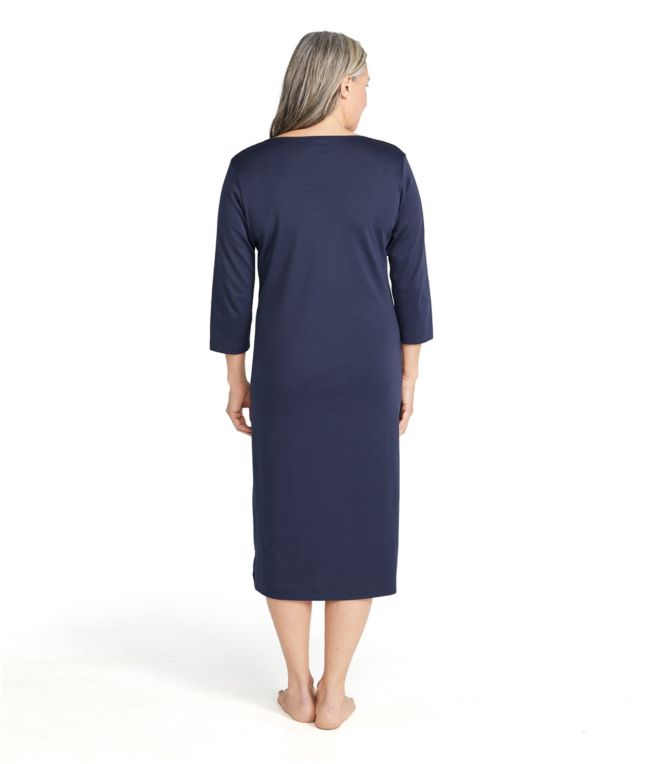 Women's Supima Cotton Nightgown, V-Neck Three-Quarter-Sleeve