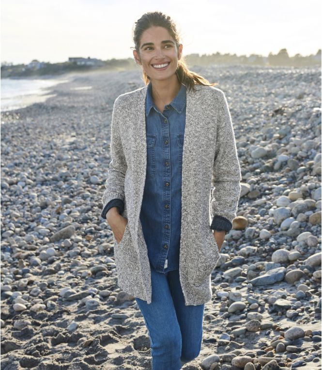 Women's Cotton Ragg Sweater, Open Cardigan