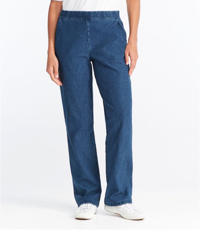 Women's Perfect Fit Pants, Denim Straight-Leg Fleece-Backed