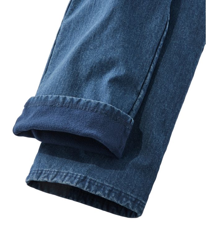 Women's Perfect Fit Pants, Denim Straight-Leg Fleece-Backed